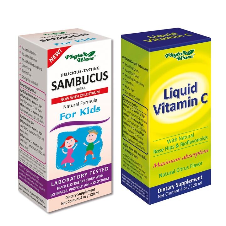 Самбукус нигра деца 120мл + витамин С сироп 120мл пакет - discount 15 % .