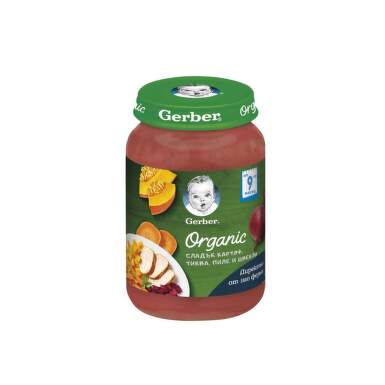 Gerber Organic Храна за бебета Пюре от сладък картоф, тиква и пиле от 9-ия месец 190g - 11641_Gerber.png