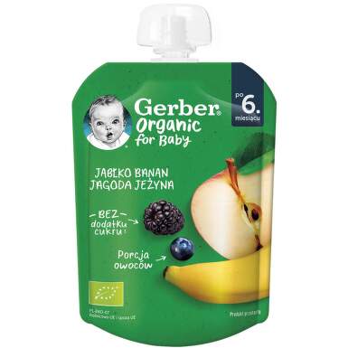 Gerber Organic Храна за бебета Пюре от ябълка и банан 80g, пауч - 11853_gerber.png