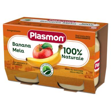 Плодово пюре банан с ябълка за деца 4М+ 104гр х2 Plasmon - 11194_PLASMON.png