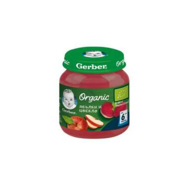 Gerber Organic Храна за бебета Пюре от ябълки и цвекло от 6-ия месец, 125g, бурканче - 11846_gerber.png