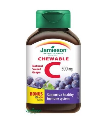 Jamieson витамин с грозде дъвчащи таблетки х 100+20 - 817_jamieson_VitC_chewable_grape[$FXD$].JPG