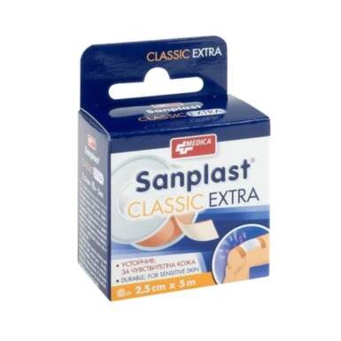 Sanplast classic extra прикрепящ пластир 2,5см/5м - 9760_SANPLAST.png
