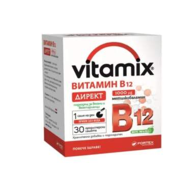 Витамикс Витамин В12 ородисперсни сашета за имунитет, при отпадналост и умора х30 Fortex - 8806_vit b12.png
