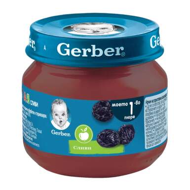 Gerber Храна за бебета Пюре от сливи моето 1-во пюре, 80g, бурканче - 11613_Gerber.png