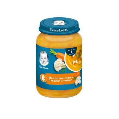 Gerber Храна за бебета Пролетна супа с пуешко и копър от 7-ия месец, 190g - 11633_Gerber.png