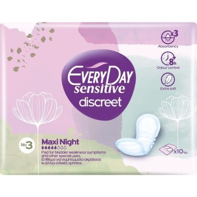 Everyday Sensitive Discreet Maxi Night Нощни превръзки за специална употреба x10 бр - 24336_everyday.jpg