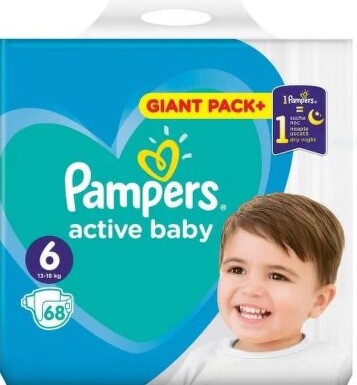 Pampers active baby пелени gpp размер 6 / 13-18кг./х68 - 5735_PAMPERS ACTIVE BABY ПЕЛЕНИ GPP РАЗМЕР 6  13-18КГ.Х68.JPG