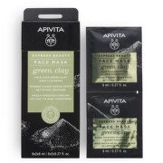 Apivita express beauty дълбоко почистваща маска за лице със зелена глина 8мл х 12 броя