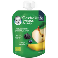 Gerber Organic Храна за бебета Пюре от ябълка и банан 80g, пауч