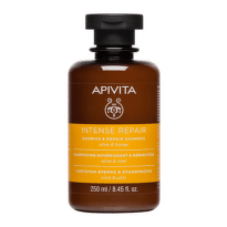 Apivita nourish & repair подхранващ и възстановяващ шампоан за суха  и увредена коса с маслина и мед