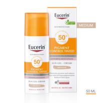 Eucerin pigment control оцветен слънцезащитен гел-крем за лице spf50+ тъмен,  50мл
