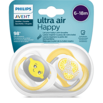 Ортодонтични залъгалки Ultra Air лимон 6-18м. 2бр Avent