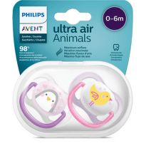 Ортодонтични залъгалки Ultra Air Animals Girl 0-6м. 2бр. Avent