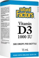 Витамин D3 1000IU (течен) 15мл в подкрепа на костите и имунитета Natural Factors