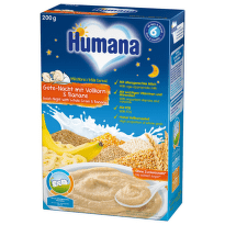 Humana Лека нощ Млечна инстантна каша пълнозърнеста с банан 6+ месеца 200 г