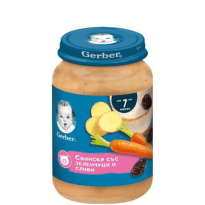 Gerber Храна за бебета Пюре Свинско със зеленчуци и сливи от 7-ия месец,  190g