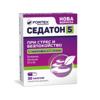 Седатон - 5 капсули при стрес и безпокойство х30 Fortex