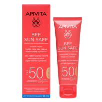 Apivita Bee Sun Safe Тониран хидратиращ освежаващ гел-крем за лице SPF50